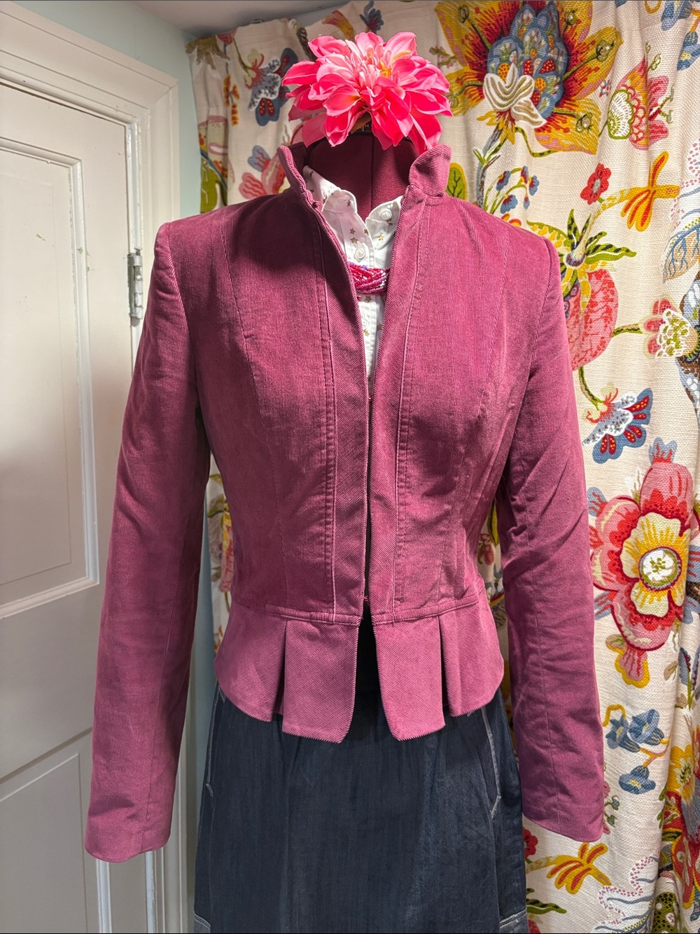 The Limited Orchid Corduroy Tailored Peplum Blazer